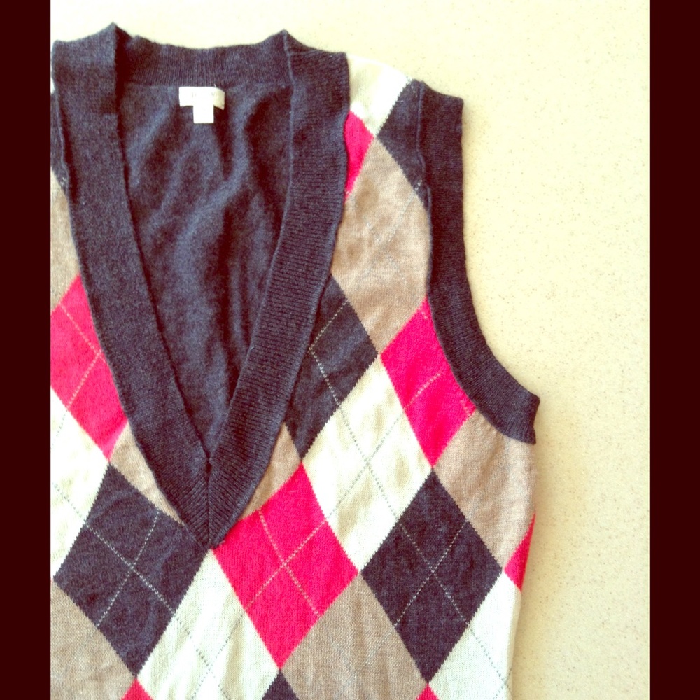 J. Crew Argyle Vest, Wool/Cashmere blend